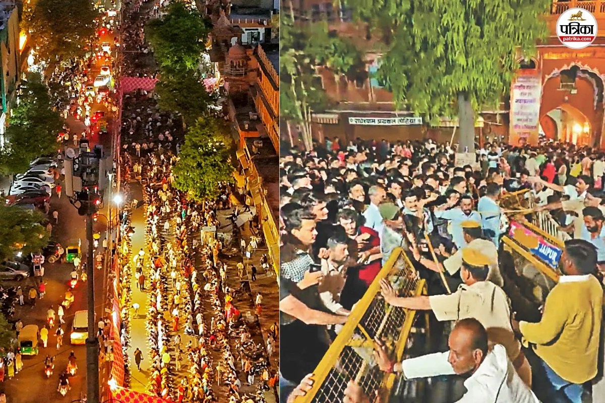 जयपुर के ताड़केश्वर मंदिर की महाप्रसादी के दौरान बवाल! बेरिकेड्स पर चढ़ गए भक्त, पुलिस ने संभाला मोर्चा