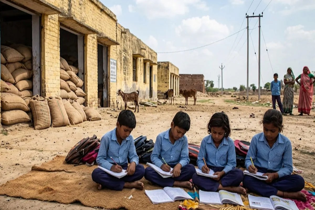 दोरोदा स्कूल की शिफ्टिंग पर सवाल, किसानों ने कमरों में भरा अनाज, बच्चे खुले में पढ़ने को मजबूर