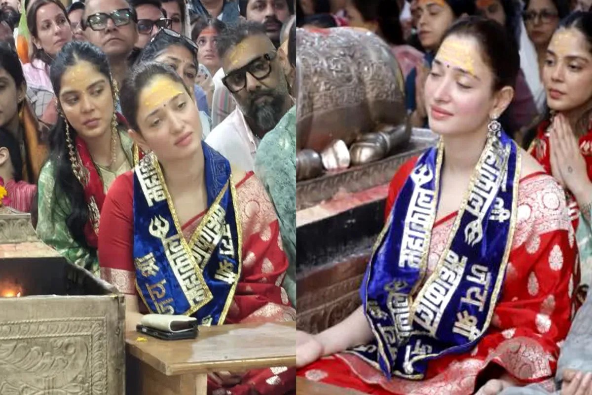 महाकाल दरबार पहुंची एक्ट्रेस तमन्ना भाटिया, भक्ति में लीन होकर भस्म आरती में हुईं शामिल