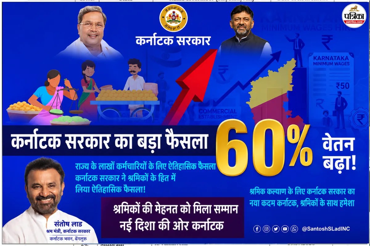 कर्नाटक सरकार ने लाखों मजदूरों को दिया बड़ा तोहफा, अब कुशल श्रमिकों को मिलेंगे हर महीने 31 हजार से ज्यादा रुपये