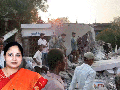 सीतामढ़ी में मंत्री श्वेता गुप्ता के आवास पर चला बुलडोजर:सरकारी जमीन पर अतिक्रमण बताकर बाउंड्री-मेन गेट हटाया, रिंग बांध रोड चौड़ीकरण को लेकर प्रशासन की कार्रवाई