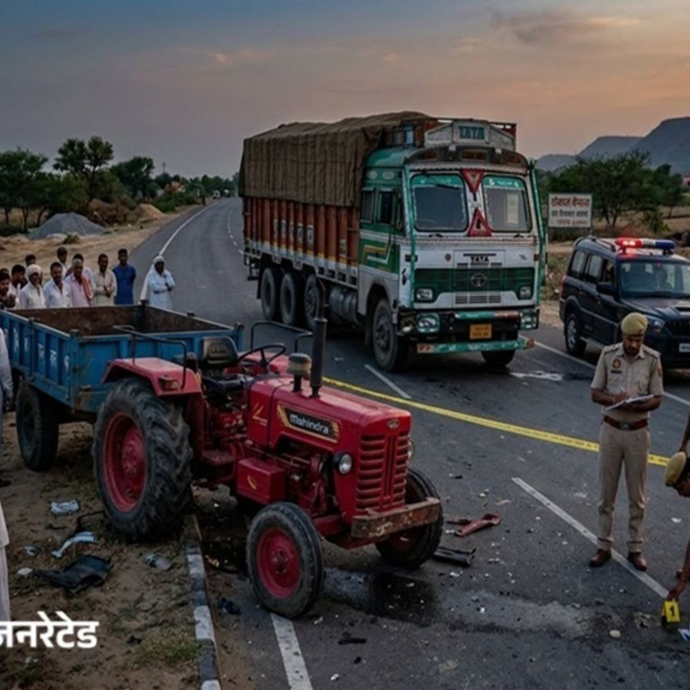 भिवानी में ट्रक-ट्रैक्टर का एक्सीडेंट:6 बच्चों के पिता की मौत, तेल डलवाने जा रहा था किसान, रास्ते में हादसा