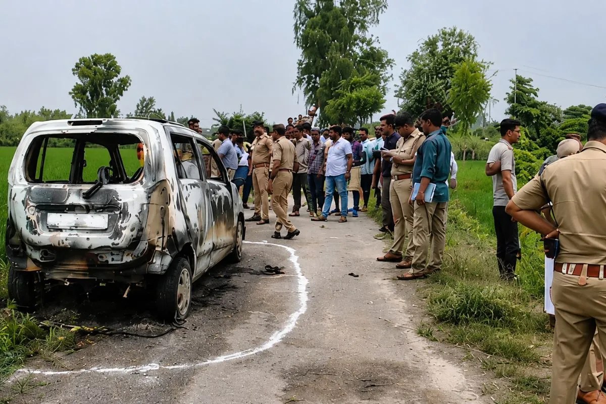 बाराबंकी में MR जिंदा जला, चलती वैगन-आर बनी आग का गोला,  सेंट्रल लॉक होने से नहीं खुले दरवाजे