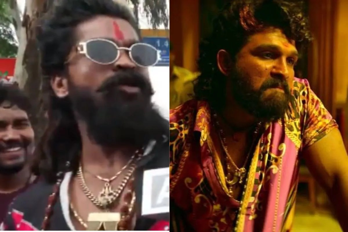 Jharkhand Protest में अल्लू अर्जुन के ‘पुष्पा’ लुक में विधानसभा घेराव मार्च में पहुंचा शख्स, छात्रों के लिए कही ये बात