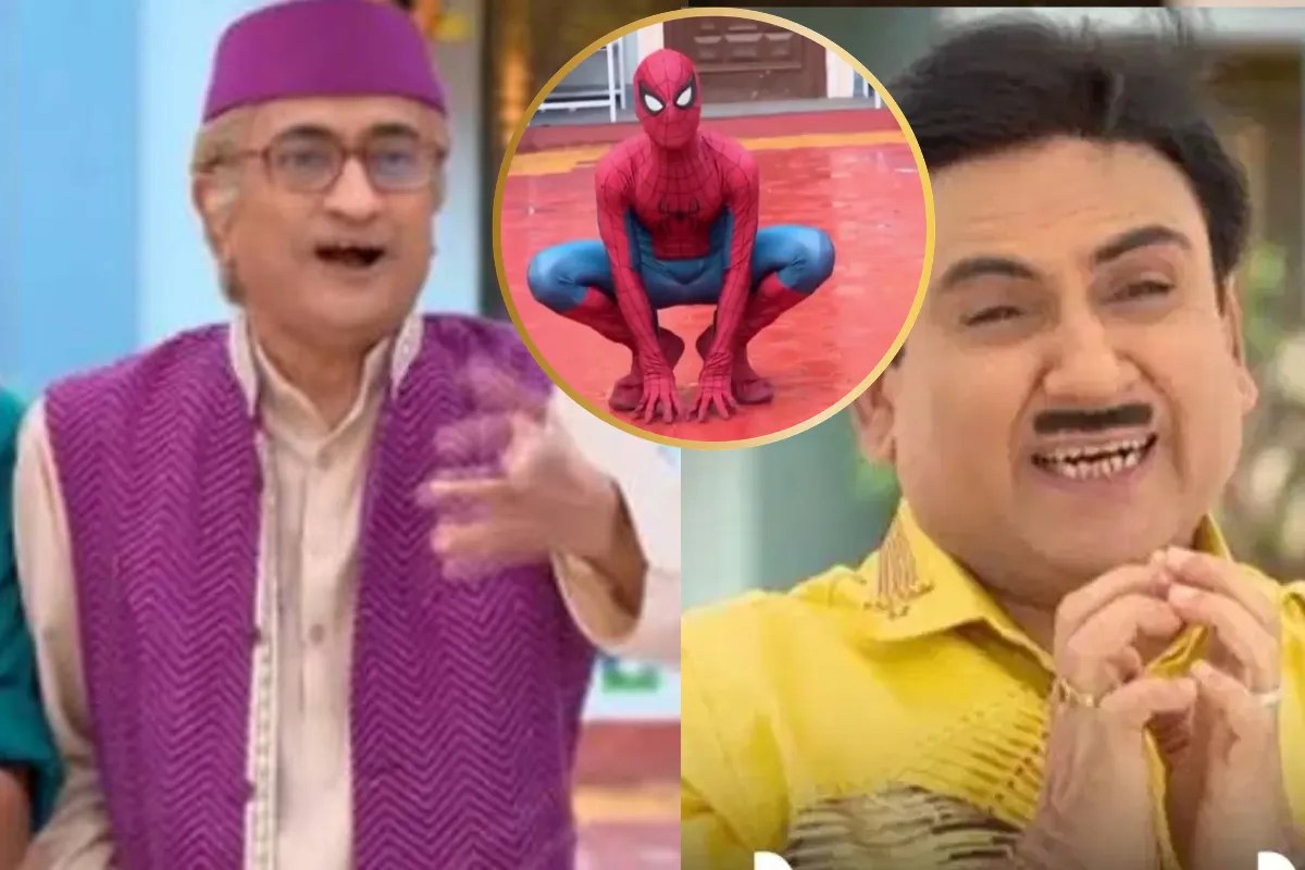 TMKOC के गोकुलधाम में Spider-Man ने भरी उड़ान, बापू जी के छुए पैर, देखकर लोगों ने उड़ाया मजाक