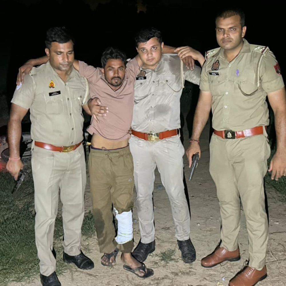 बुलंदशहर में पुलिस मुठभेड़ में 4 पशु चोर गिरफ्तार:एक को लगी गोली, चोरी का भैंसा बरामद; कई जिलों दर्ज है हत्या-लूट के मुकदमे