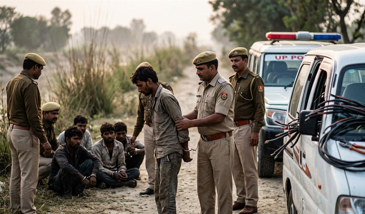 Bahraich Police ने मुठभेड़ के बाद बिजली तार चोर गिरोह के 5 बदमाश पकड़े