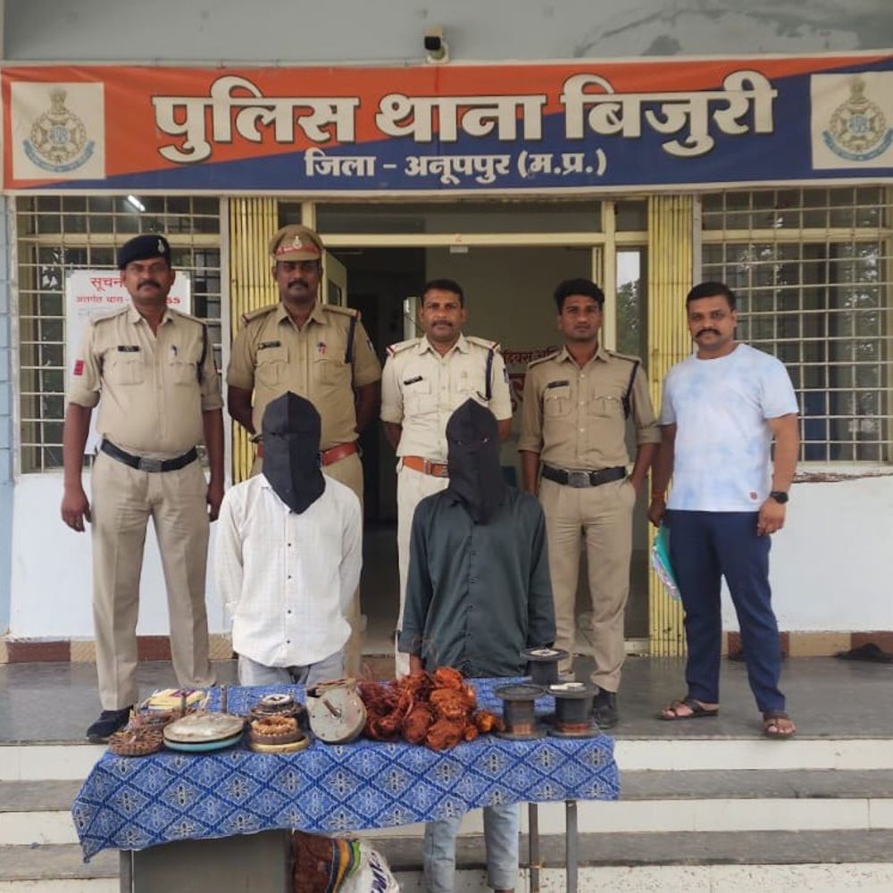 अनूपपुर: छत उखाड़कर चोरी करने वाले दो आरोपी गिरफ्तार:इलेक्ट्रॉनिक्स दुकान में हुई थी चोरी, 15 हजार का माल बरामद