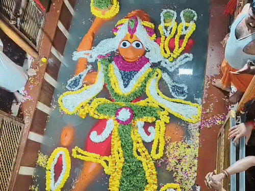 प्रयागराज में गंगा-जी ने कराया लेटे हनुमान जी को स्नान:गर्भगृह में पहुंचा पानी, भव्य आरती के बाद बंद हुए मंदिर के कपाट, शयन अवस्था में गए बजरंगबली