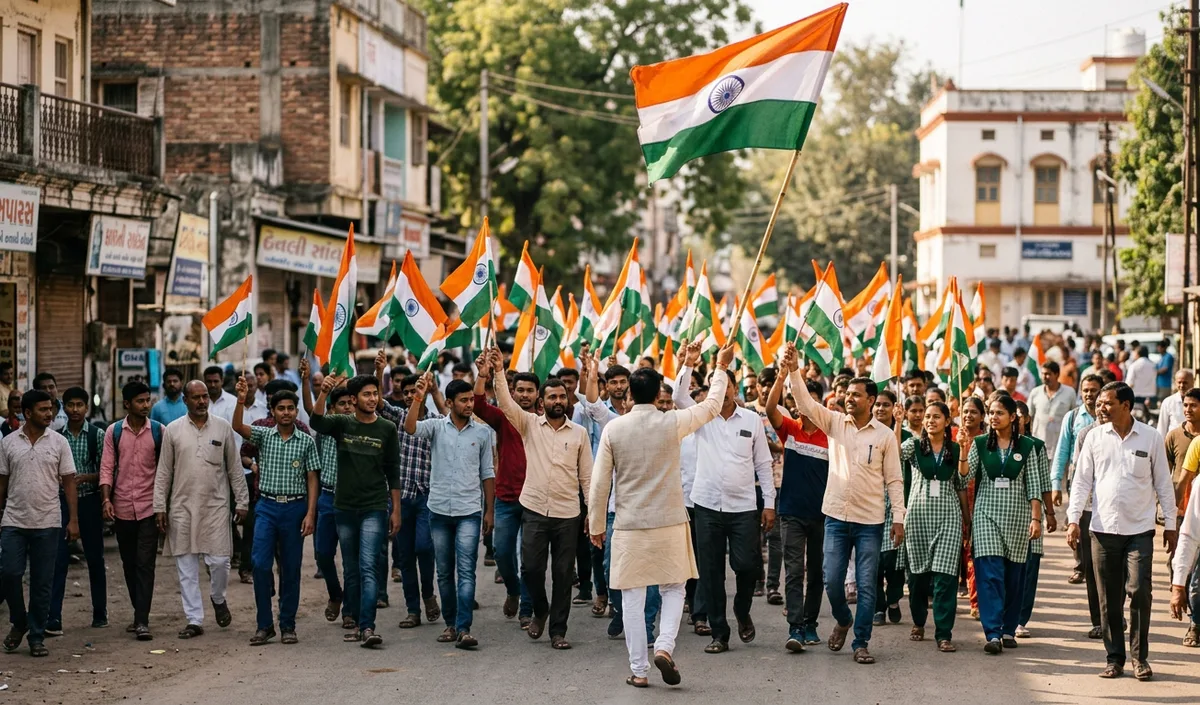 Harsh Sanghavi ने आणंद में Tiranga Yatra में लिया भाग, छात्रों और नेताओं संग निकाला पैदल मार्च