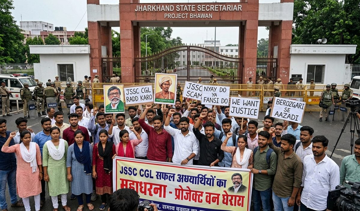 Jharkhand में JSSC CGL रद्द होने के खिलाफ सफल अभ्यर्थियों ने किया सचिवालय घेराव