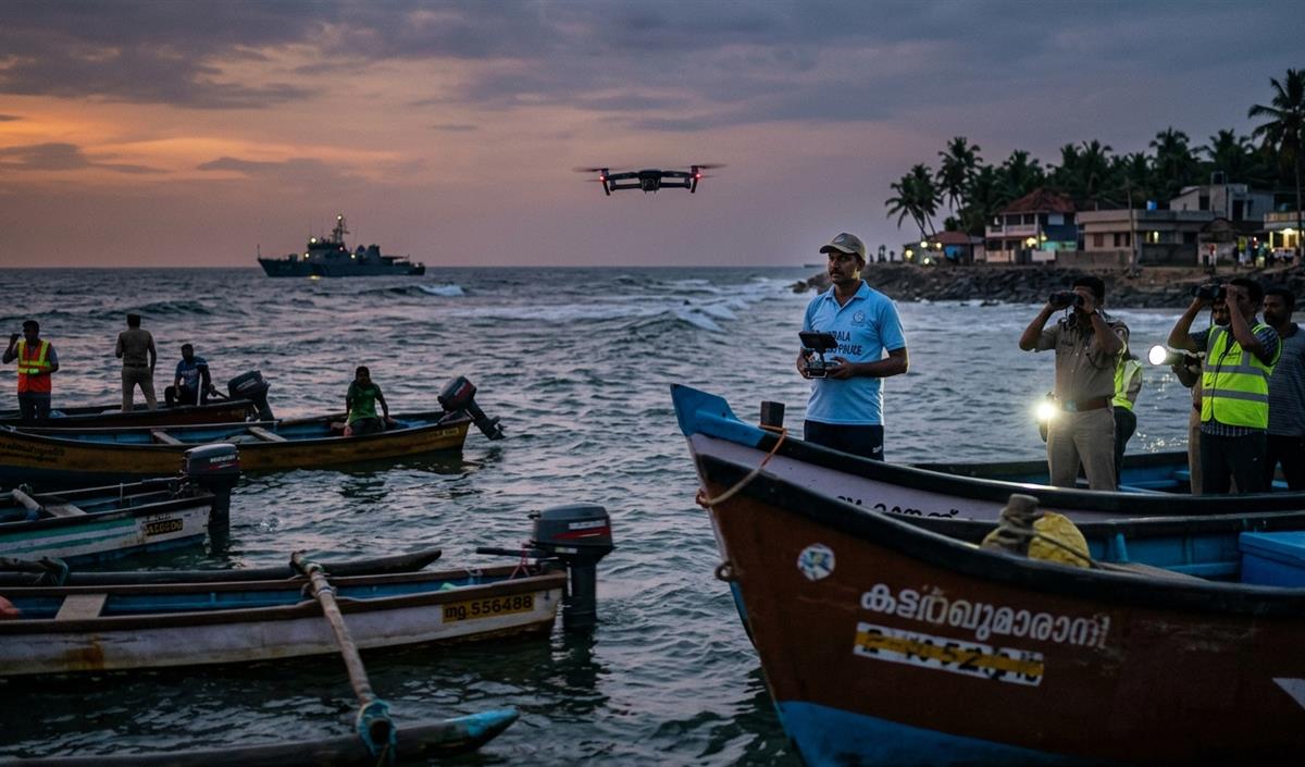Kerala coast पर नाव पलटने के बाद लापता मछुआरे की तलाश तेज, ड्रोन तैनात किए
