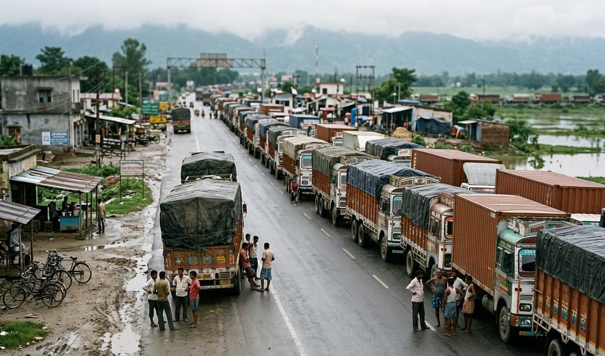 Nepal Flood से भारत-नेपाल व्यापार प्रभावित, Sonauli Border पर 16 किमी तक ट्रकों की कतार