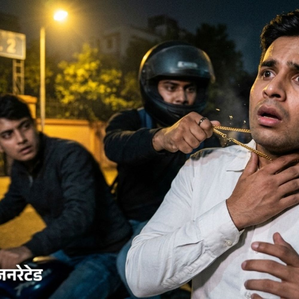 गुरुग्राम में सैर पर निकले युवक से सरेराह चेन स्नेचिंग:गले में झपट्‌टा मारकर 18 ग्राम सोने की चेन ले उड़े बदमाश, प्लसर पर आए थे