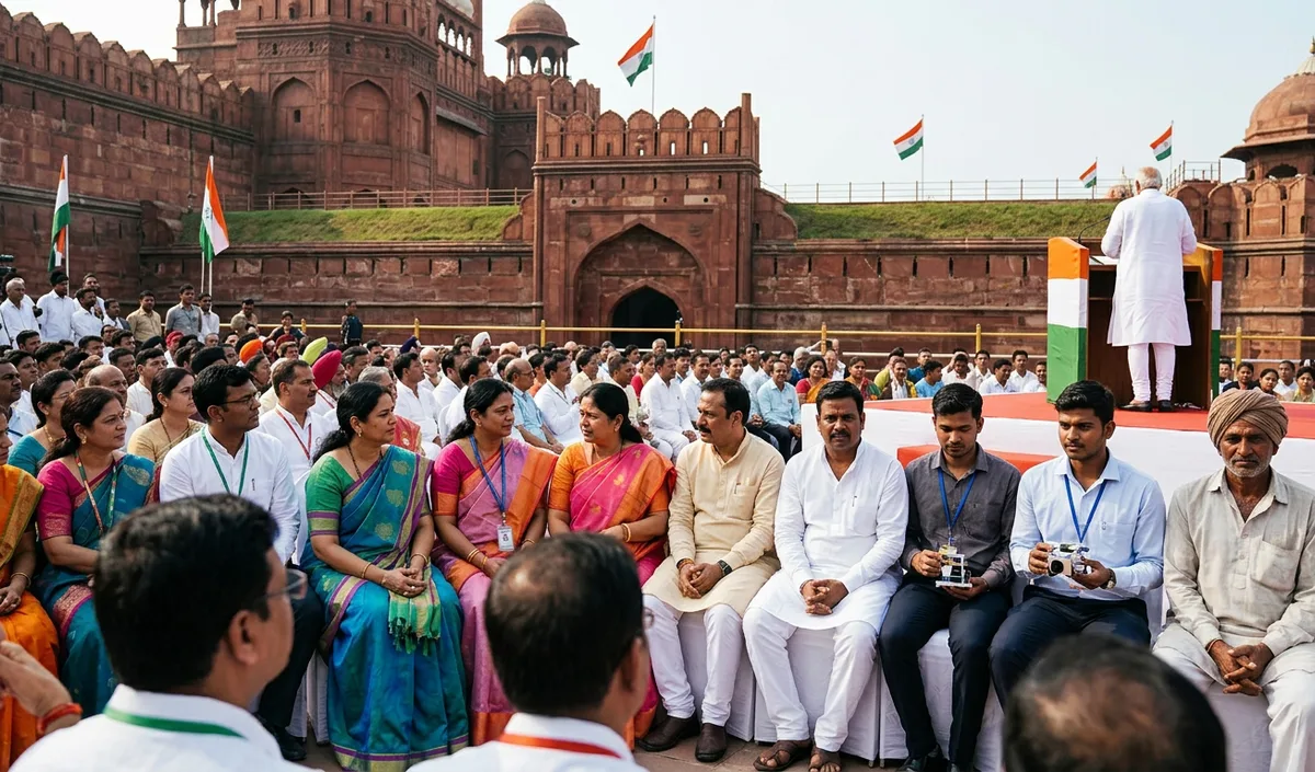 Independence Day पर Red Fort पर जुटे 5,000 विशेष अतिथि, PM Modi ने किया नेतृत्व