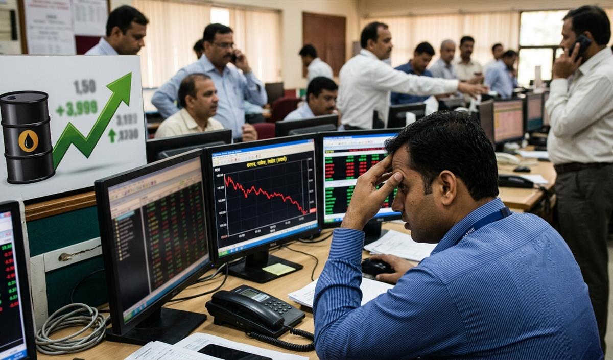 Sensex 235 अंक टूटा और Nifty 24,608 के स्तर पर आया, कच्चे तेल में तेजी से बाजार पर दबाव