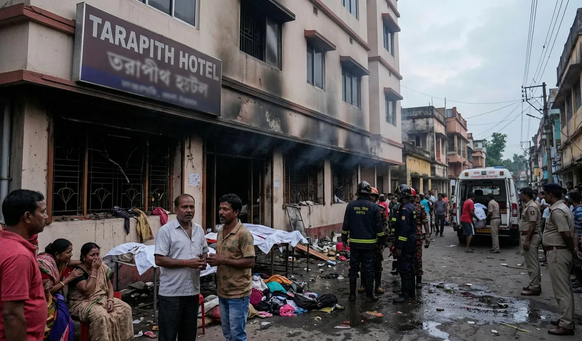 Tarapith के एक होटल में भीषण आग से 7 लोगों की मौत, कई श्रद्धालु गंभीर घायल