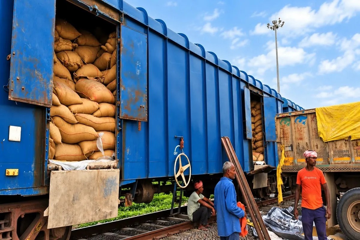 राजकोट गुड्स शेड से तमिलनाडु के नए गंतव्य गंगईकोंडान के लिए पहली बार गेहूं की लोडिंग