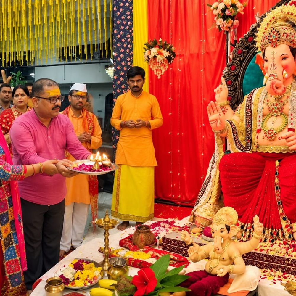 लखनऊ में श्री छत्रपति शिवाजी गणेशोत्सव:इंदिरा नगर के दुर्गा माता मंदिर में आठवां उत्सव 22 सितंबर तक चलेगा