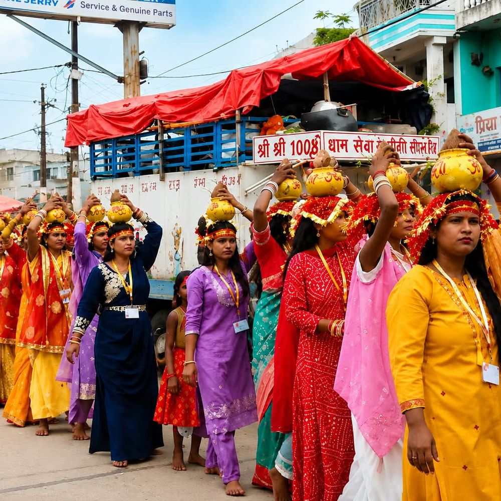कलशयात्रा के साथ शुरू हुई श्रीमद्भागवत कथा