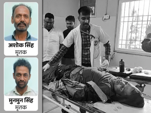 भोजपुर में रोड एक्सीडेंट में पिता-बेटे की मौत:जेल में बेटे से मिलकर लौट रहे थे, रास्ते में डंपर ने रौंदा; हादसे में तीसरा घायल