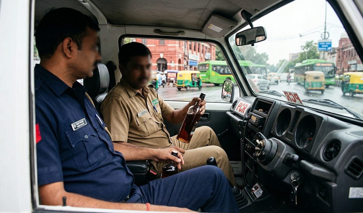 PCR Vehicle में शराब की बोतल दिखने पर Delhi Police का हेड कांस्टेबल निलंबित, चालक पर भी कार्रवाई