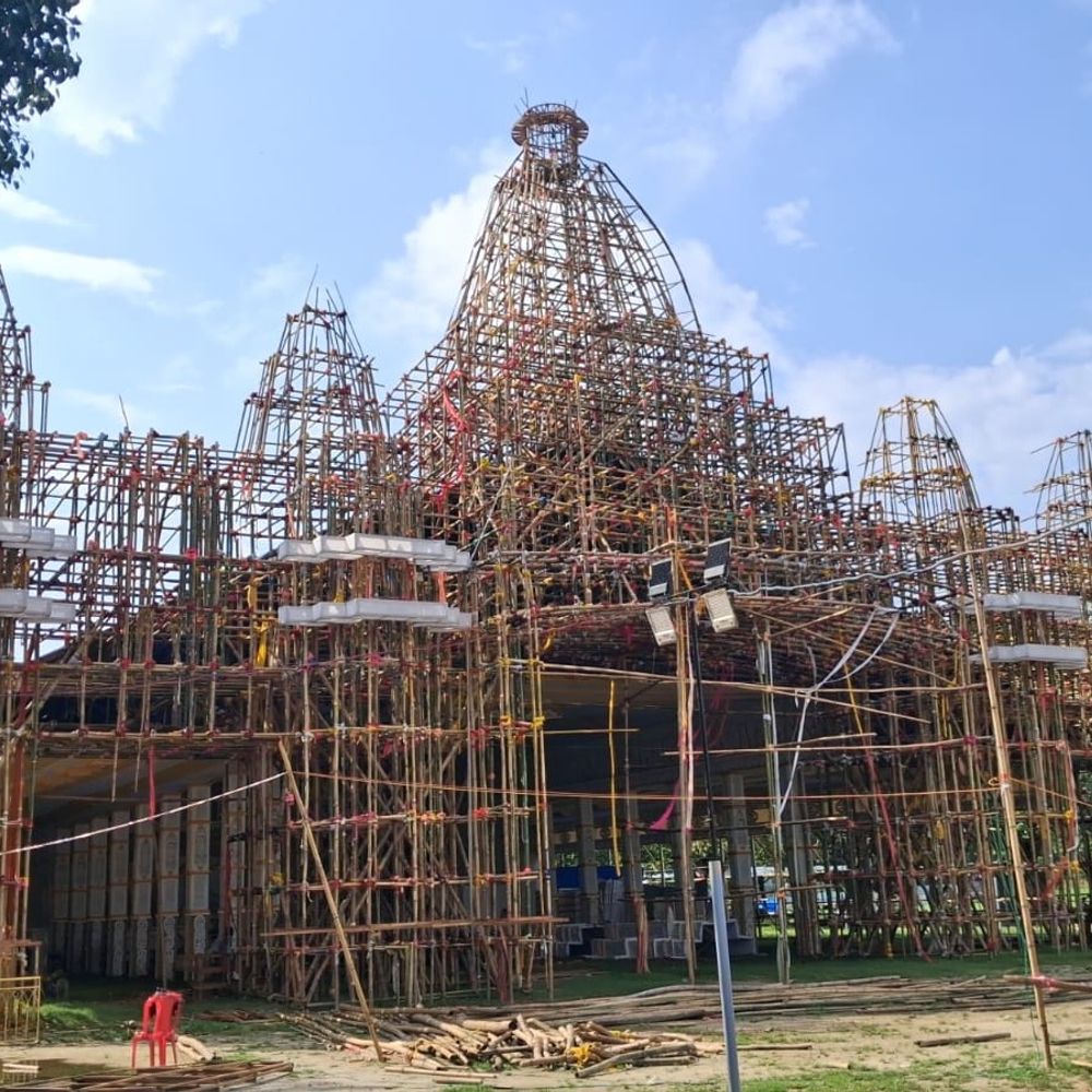 लखनऊ में गणेश उत्सव 14 से 25 सितंबर तक:झूलेलाल घाट पर 13 हजार वर्गफीट में बन रहा 80 फीट ऊंचा मंदिर थीम पंडाल