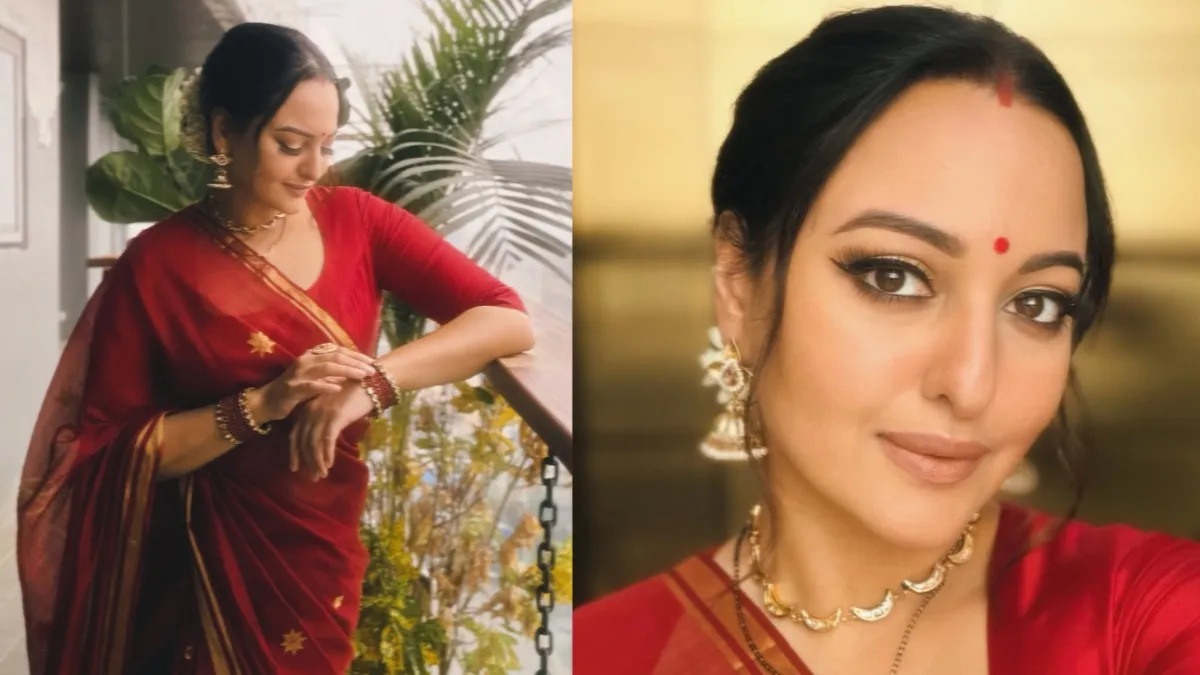 मांग में सिंदूर और हाथों में चूड़ियां, सोनाक्षी सिन्हा के साड़ी लुक पर फिदा हुए फैंस, करवा चौथ पर आप भी लें इंस्पिरेशन