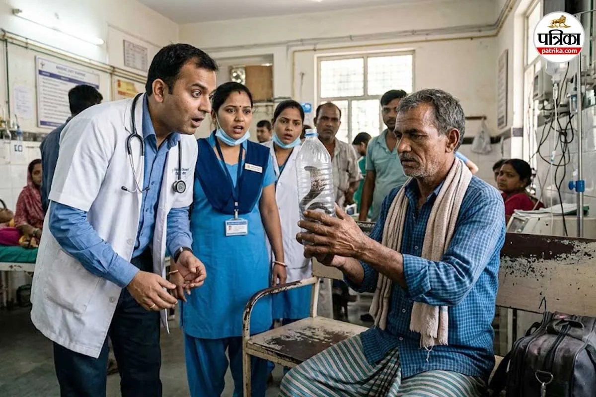 सांप ने काटा तो शख्स ने किया गजब का काम, जहरीले सांप को बोतल में बंद कर पहुंचा अस्पताल
