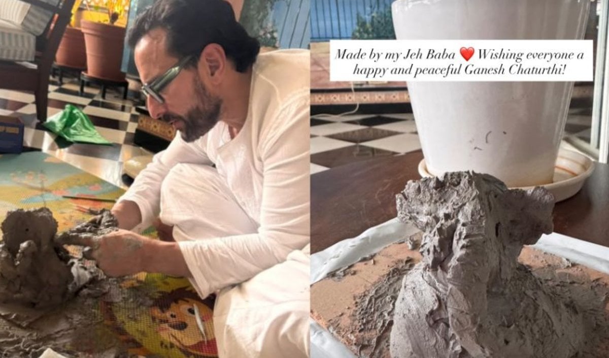 Saif Ali Khan ने अपने हाथों से बनाई गणपति की मूर्ति, Kareena Kapoor ने दिखाई घर के बप्पा की झलक