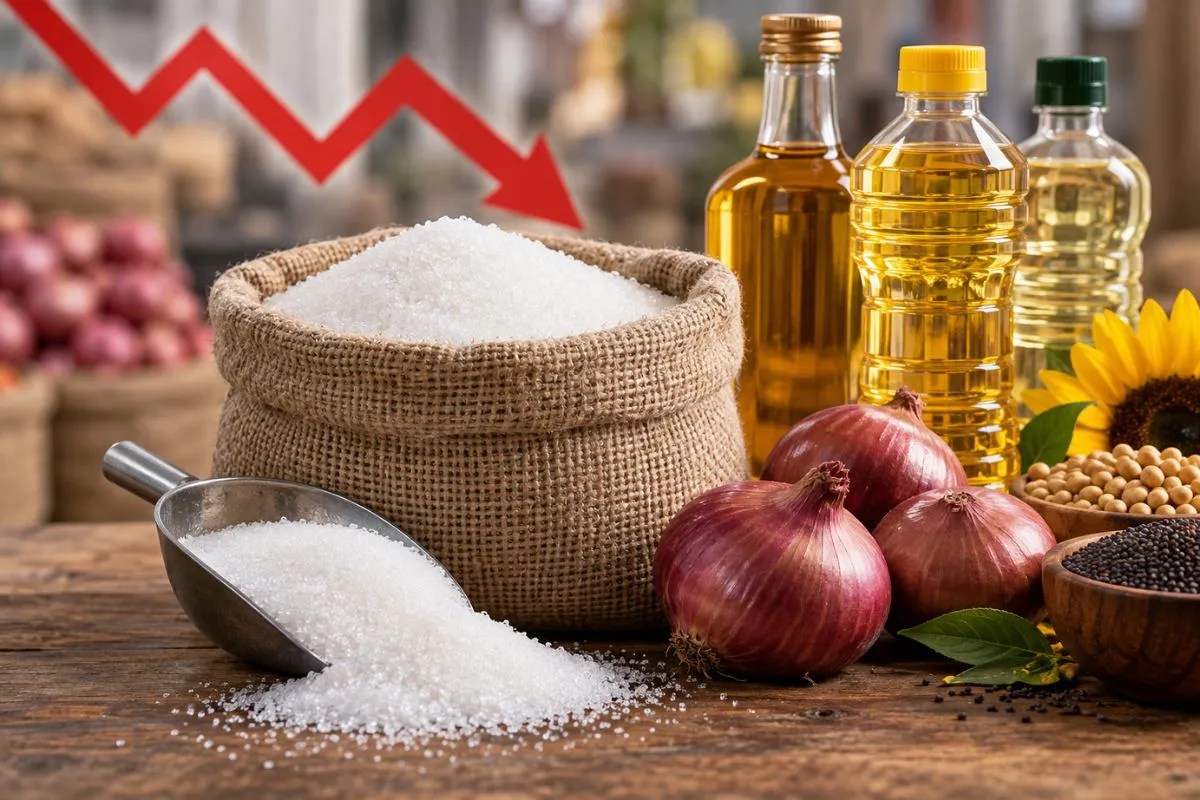 Sugar Price: चीनी की औसत रिटेल कीमत में आई गिरावट, प्याज के भी गिरे भाव, जानिए सरसों और सोयाबिन तेल के क्या हैं रेट