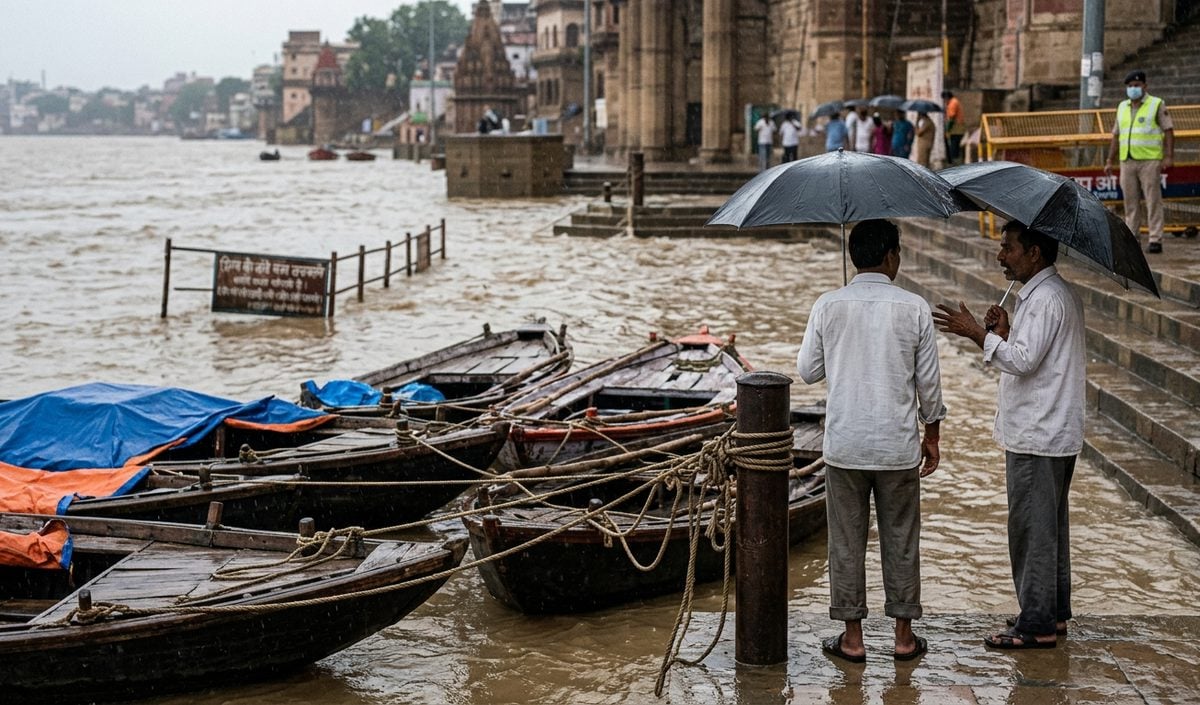 Varanasi में Ganga का जलस्तर चेतावनी स्तर के पार, नाव संचालन बंद