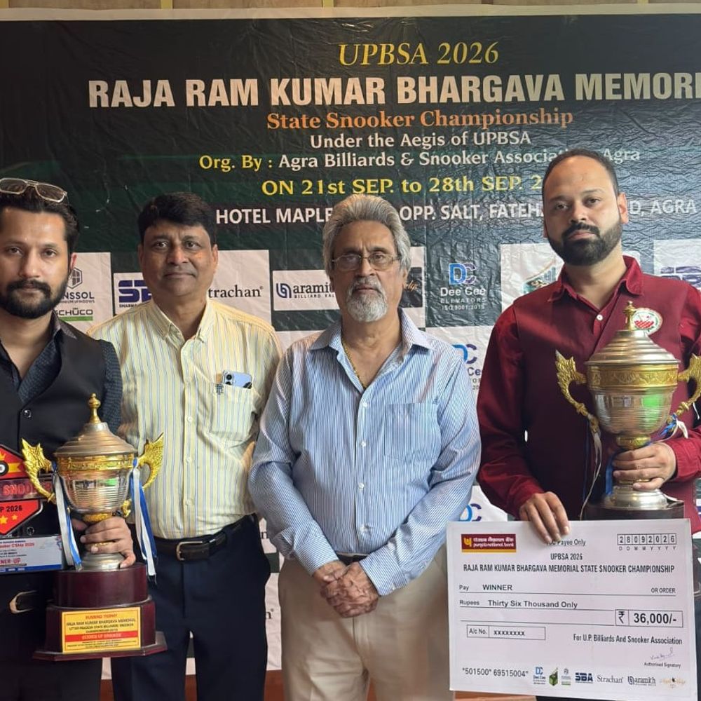 आगरा के पारस गुप्ता ने जीता यूपी स्टेट स्नूकर खिताब:फाइनल में लखनऊ के आयुष मित्तल को 5-2 से हराया, रेलवे में मिली नौकरी