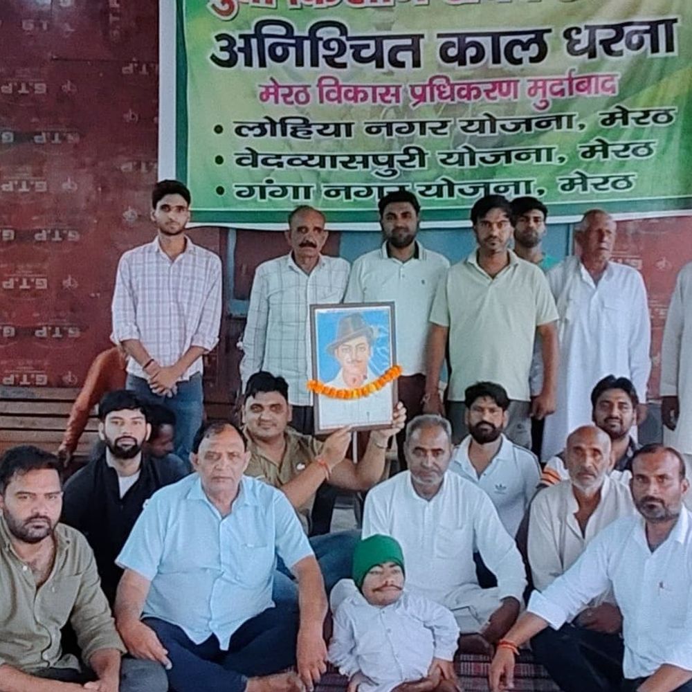 लोहियानगर में किसानों का धरना 18वें दिन भी जारी:भगत सिंह को किया याद, बीते दिन मेडा की सद्बुद्धि के लिए किया था हवन