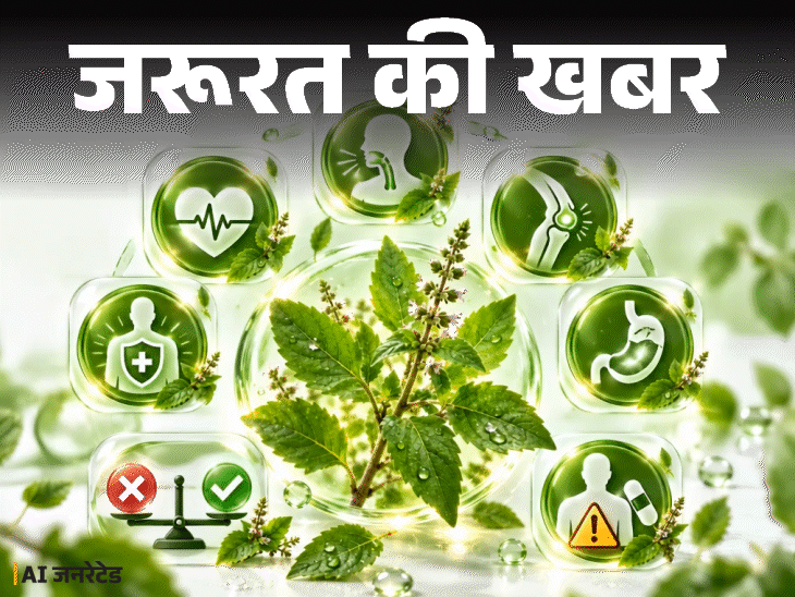 जरूरत की खबर- तुलसी पत्ती के फायदे:शुगर-बीपी कम करे, हार्ट को रखे हेल्दी, डॉक्टर से जानें इससे जुड़े मिथ और फैक्ट, ये लोग न खाएं