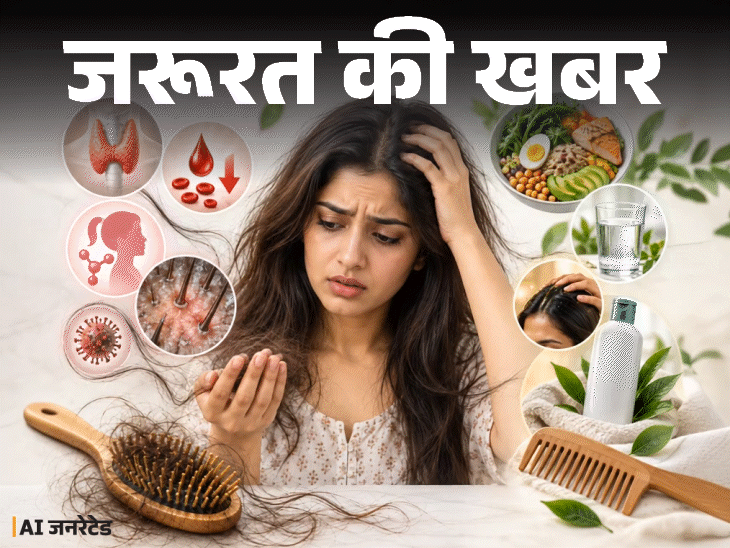 जरूरत की खबर- बाल झड़ने के 10 बड़े कारण:डर्मेटोलॉजिस्ट से जानें बालों को कैसे हेल्दी रखें, कैसे केयर करें, डाइट में क्या खाएं