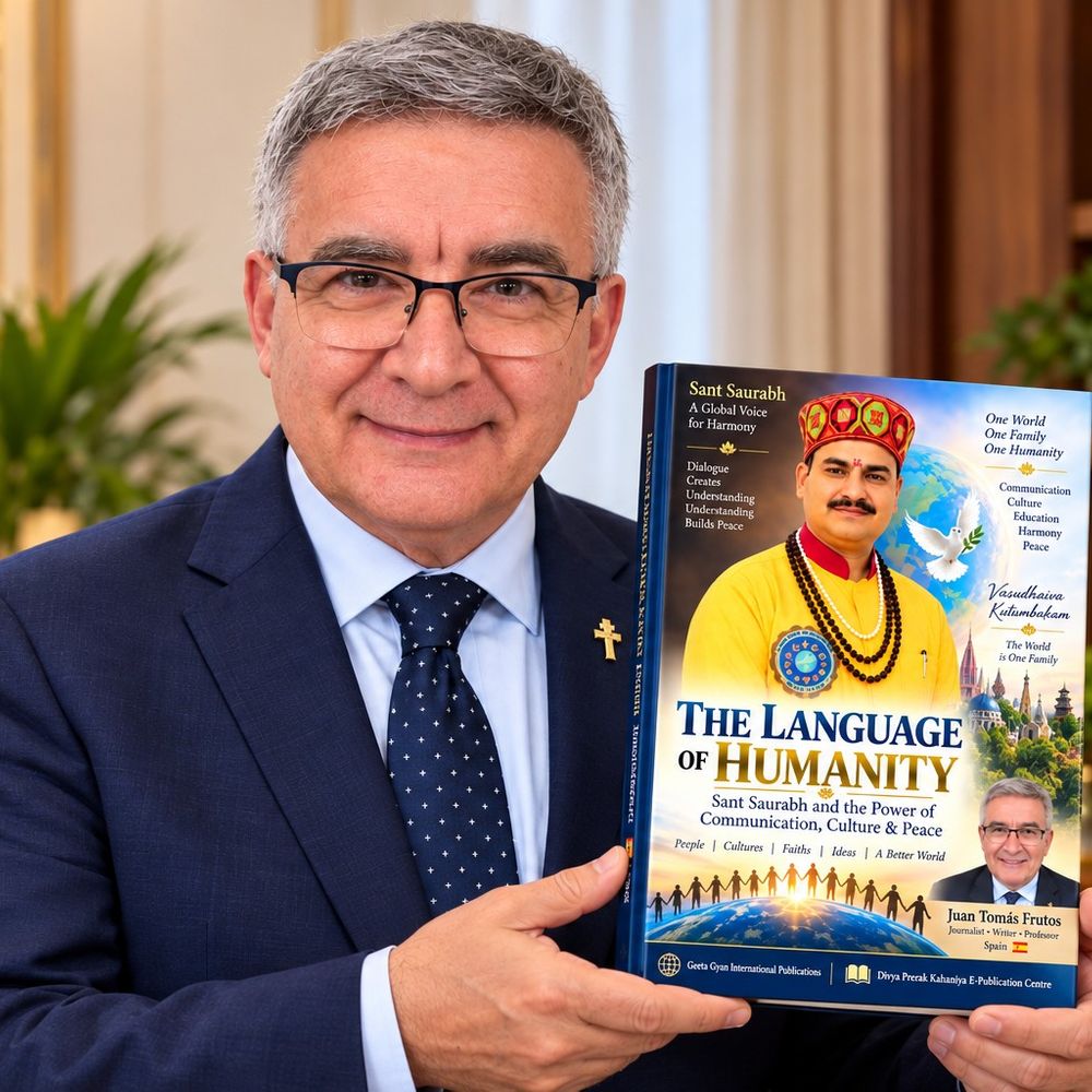 ‘द लैंग्वेज ऑफ ह्यूमैनिटी’ पुस्तक का विमोचन:संत सौरभ के मानवीय दर्शन पर आधारित, स्पेनिश लेखक ने लिखी