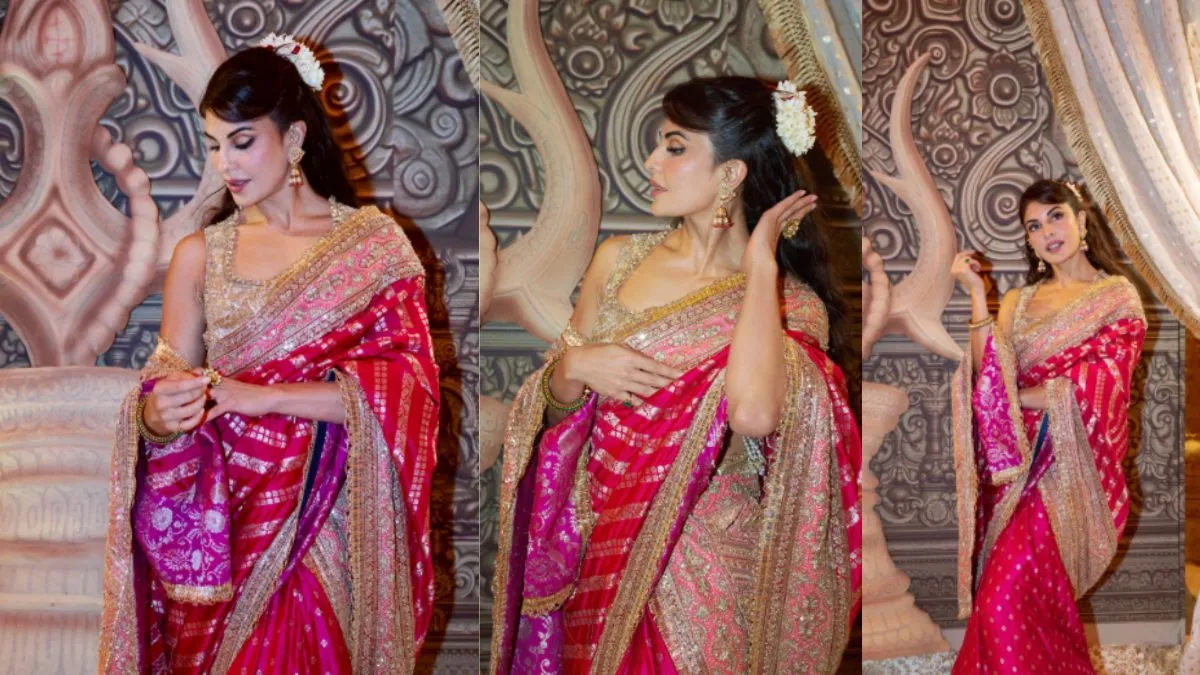 माथे पर बिंदिया, बालों में गजरा, जैकलीन फर्नांडीज के साड़ी लुक पर फिदा हुए फैंस, नवरात्रि के लिए लें इंस्पिरेशन