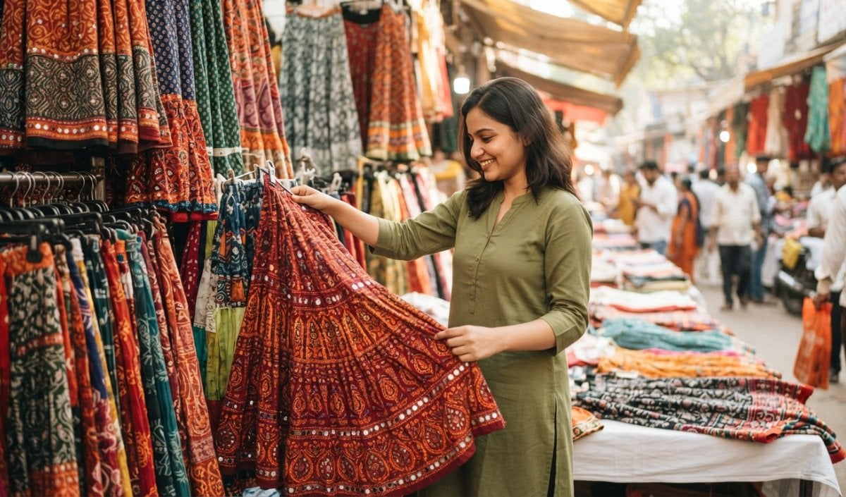 Lajpat Nagar vs Sarojini Nagar: Dandiya Night की ट्रेंडी Long Skirt कहां से खरीदें