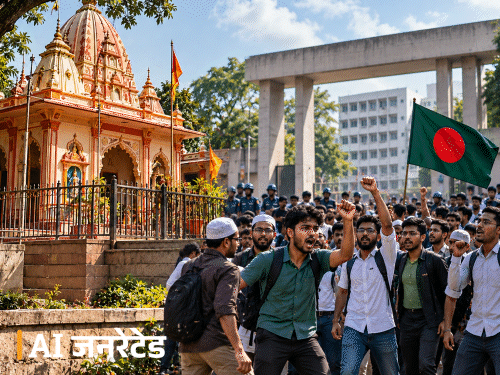 बांग्लादेश में छात्रों ने मंदिर के सामने गोमांस पकाया:आज यूनिवर्सिटी में गाय काटने की तैयारी, प्रशासन ने पहले रोक लगाई फिर छूट दी