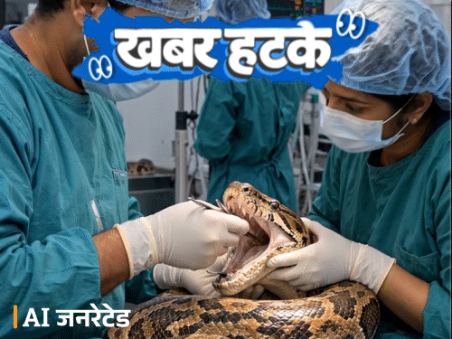 खबर हटके- अजगर की सर्जरी, मुंह से निकाला ट्यूमर:चलते ट्रक में दूल्हा-दुल्हन ने लिए 7 फेरे; रोबोट को ट्रेनिंग देने की नौकरी