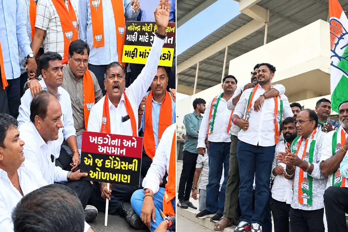 ​​​​​मल्लिकार्जुन खरगे के बयान पर गुजरात में सियासी घमासान, भाजपा ने किया प्रदर्शन तो कांग्रेस ने बांटी ‘मेलोडी’ चॉकलेट