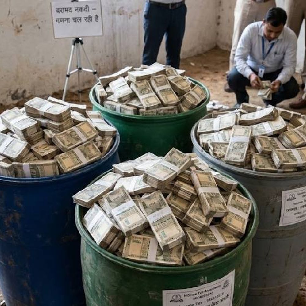 प्रयागराज में जमीन में गड़े 3 ड्रमों में करोड़ों मिले:500-500 रुपए के नोटों की गड्डियां भरी थीं; 4 हिरासत में; गिने जा रहे नोट