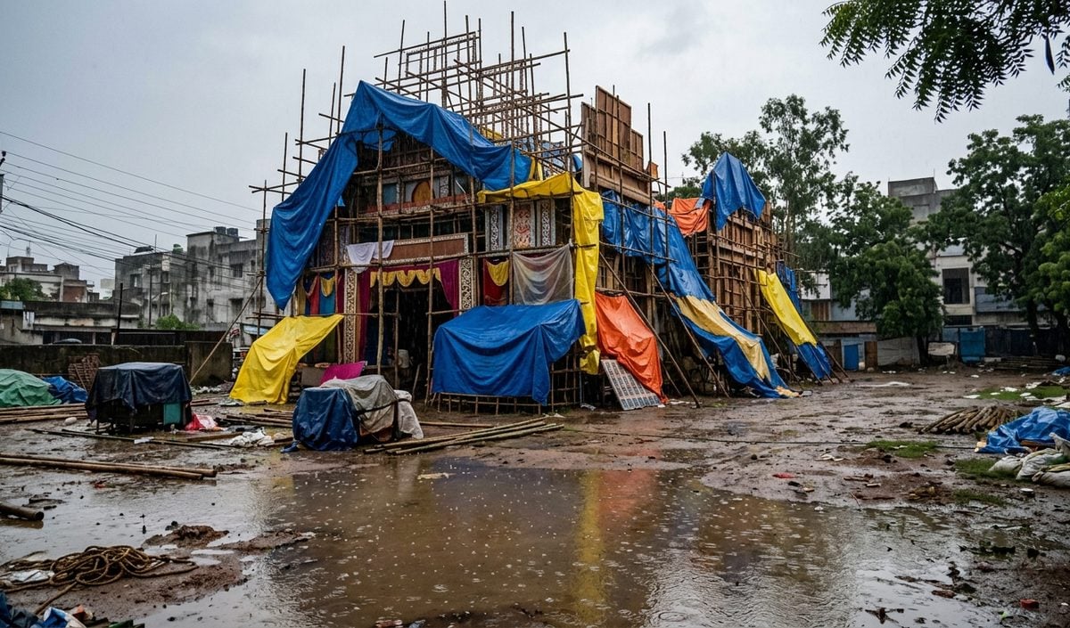 Ranchi समेत कई जिलों में बारिश, Durga Puja पंडालों की तैयारी में अड़चन