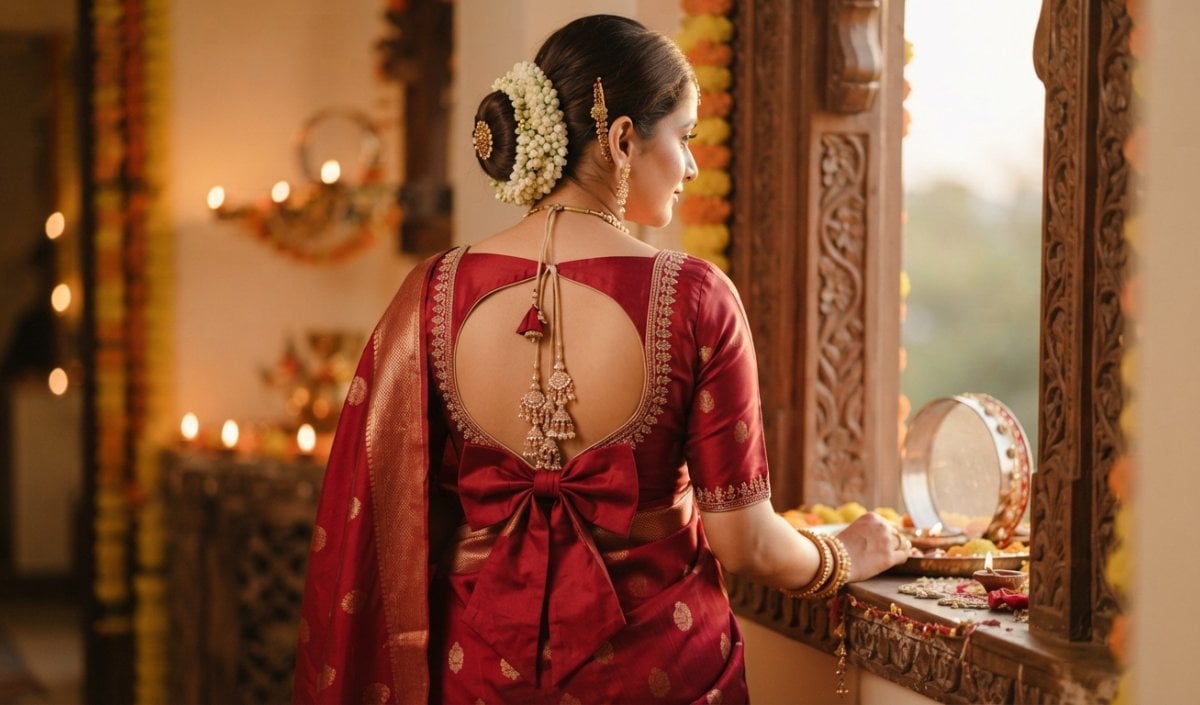 Fashion Tips: Karwa Chauth 2026 पूजा में रॉयल लुक देंगे Butterfly Cut और Deep V Cut Blouse
