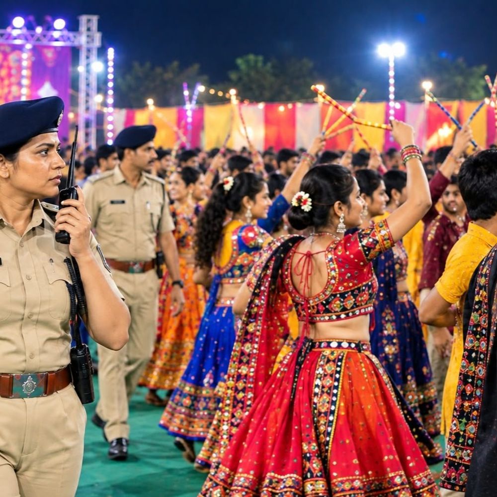 गरबा ड्रेस में पिंक पेट्रोल पुलिस चलाएगी अंडरकवर ऑपरेशन:गरबा में छेड़छाड़, फब्तियां कसने और बिना अनुमति फोटो-वीडियो बनाने वालों पर रहेगी नजर