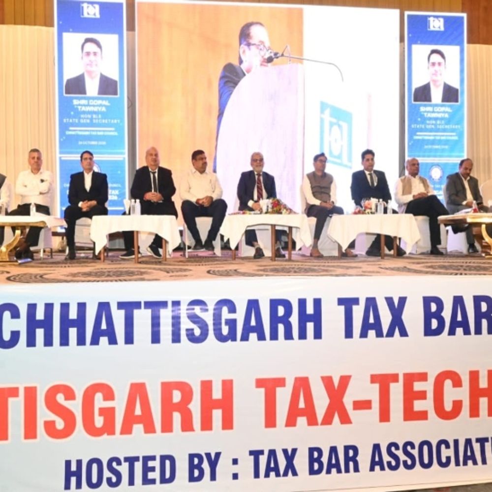 दुर्ग में टैक्स टेक समिट,GST सुविधाओं और AI पर चर्चा:वित्त मंत्री ओपी चौधरी ने वकीलों के लिए बार रूम बनाने की मांग मंजूर की